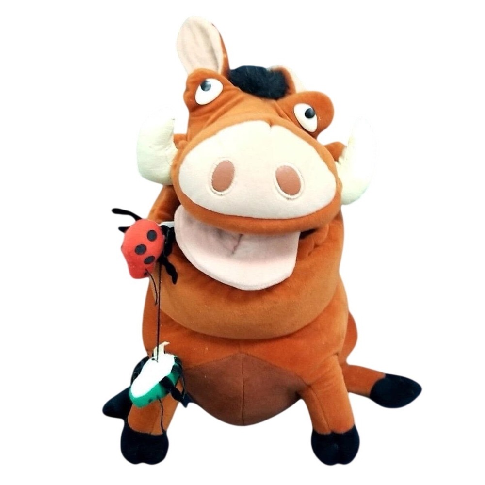 Disney Lion King Pumba Plush‎ Hand Puppet Attached Bugs Vtg 18" Collectible Toy